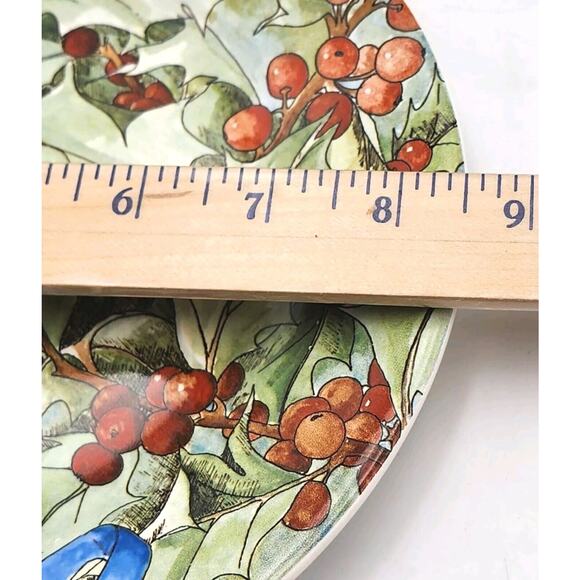 Le Houx Gien France Hollyberries & Blue Ribbon Coffee Cup & Saucer Dessert Plate - Picture 8 of 16